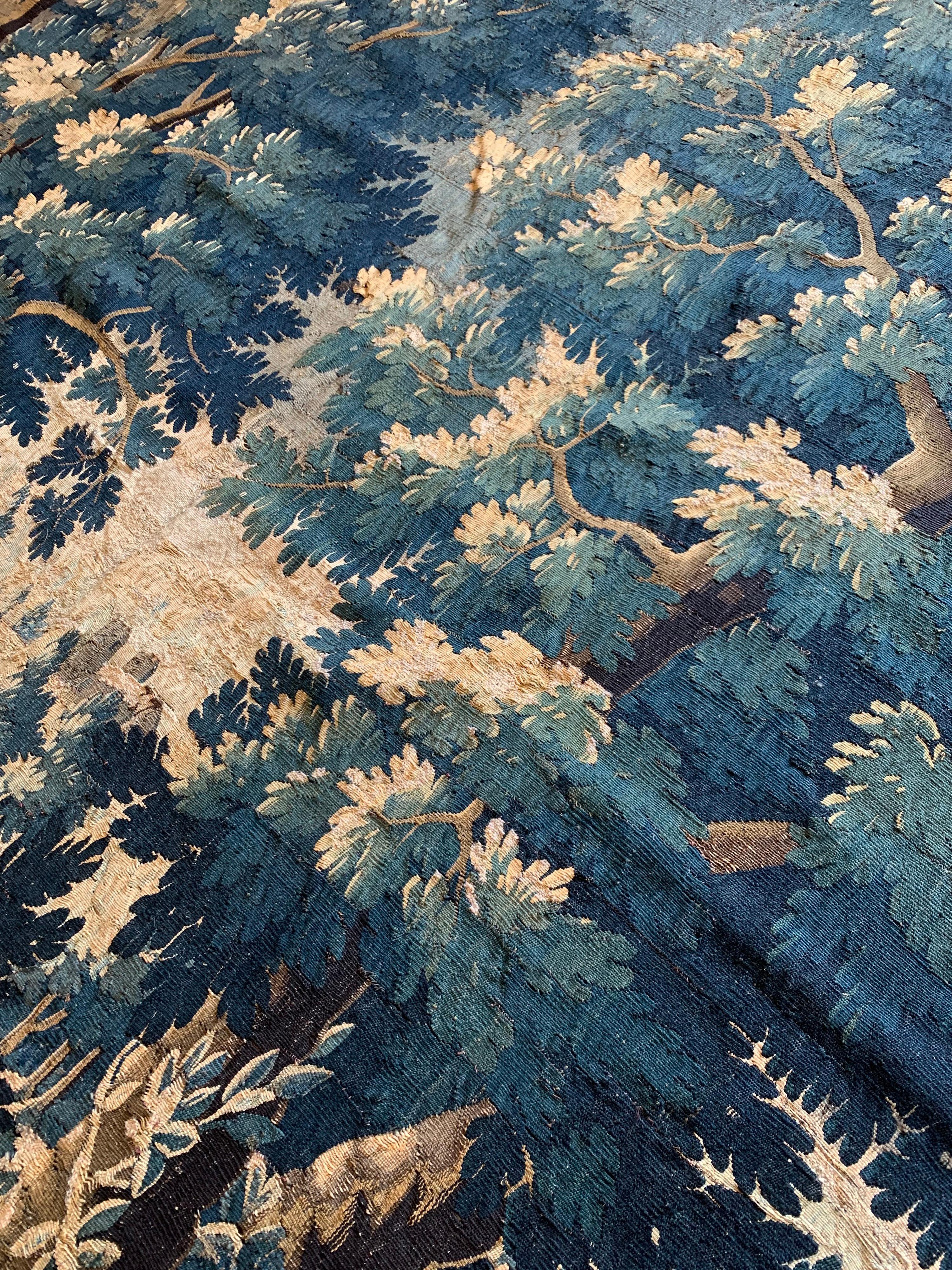 Hand-Woven Antique 17th Century Flemish Verdure Landscape Tapestry For Sale