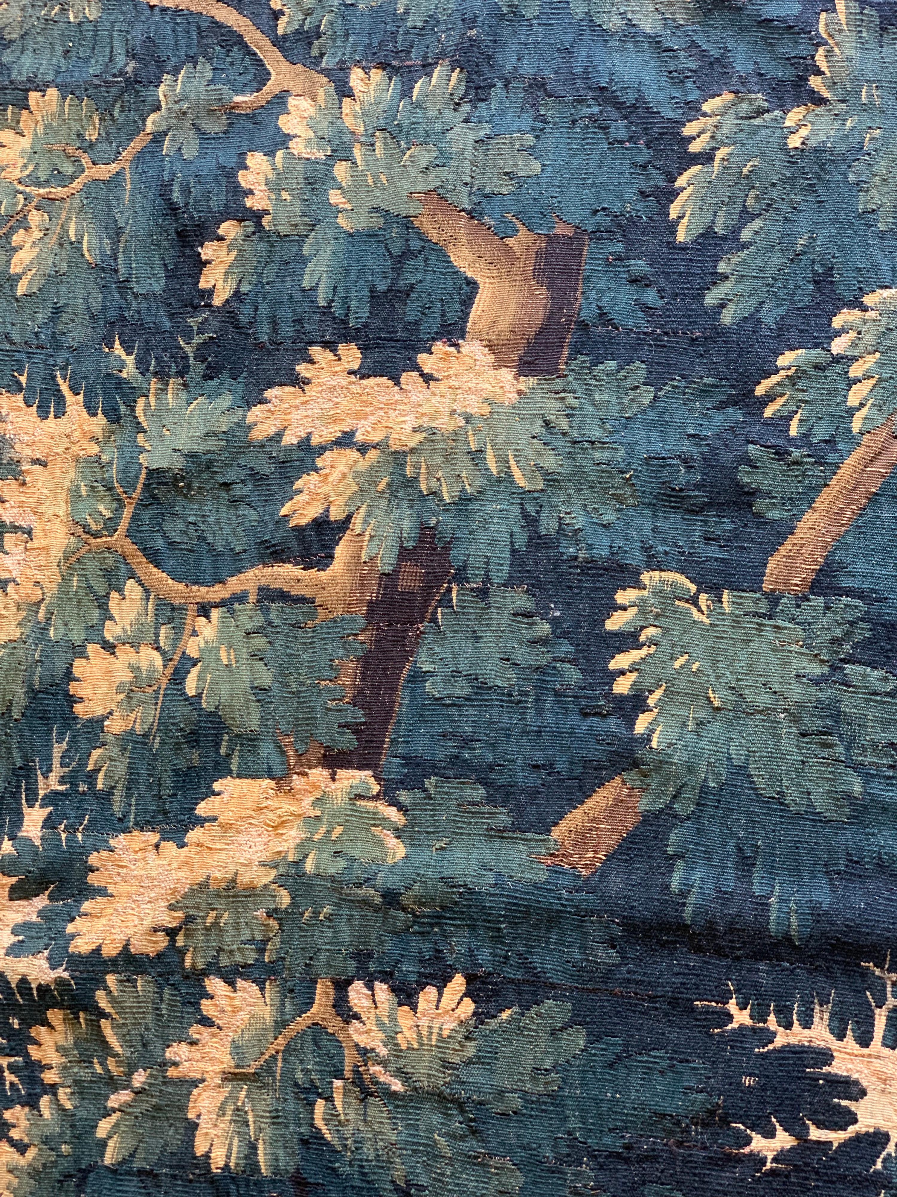 Tapisserie de paysage flamande ancienne du 17ème siècle de Verdure Bon état - En vente à New York, NY