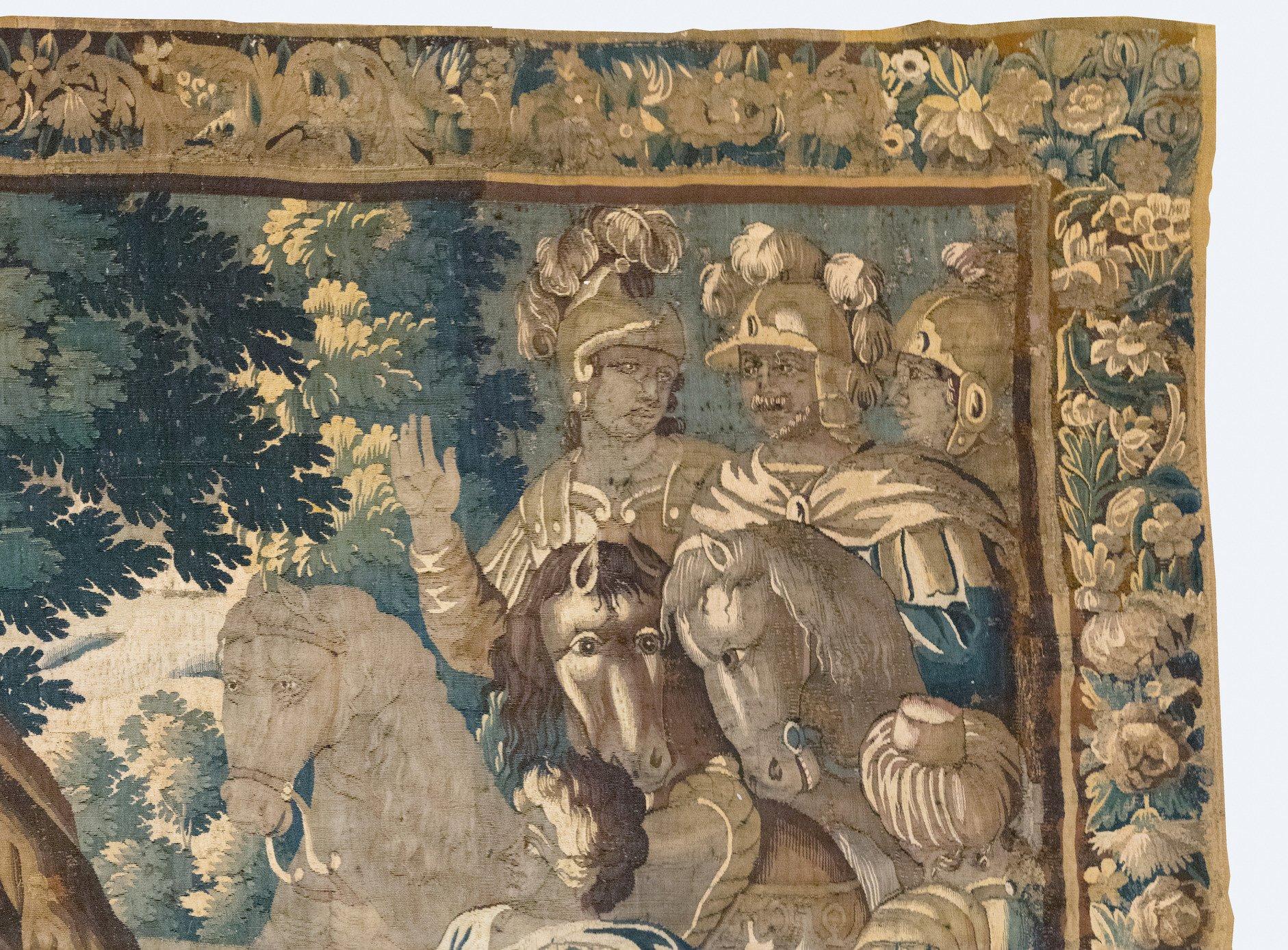 17th century flemish verdue tapestry