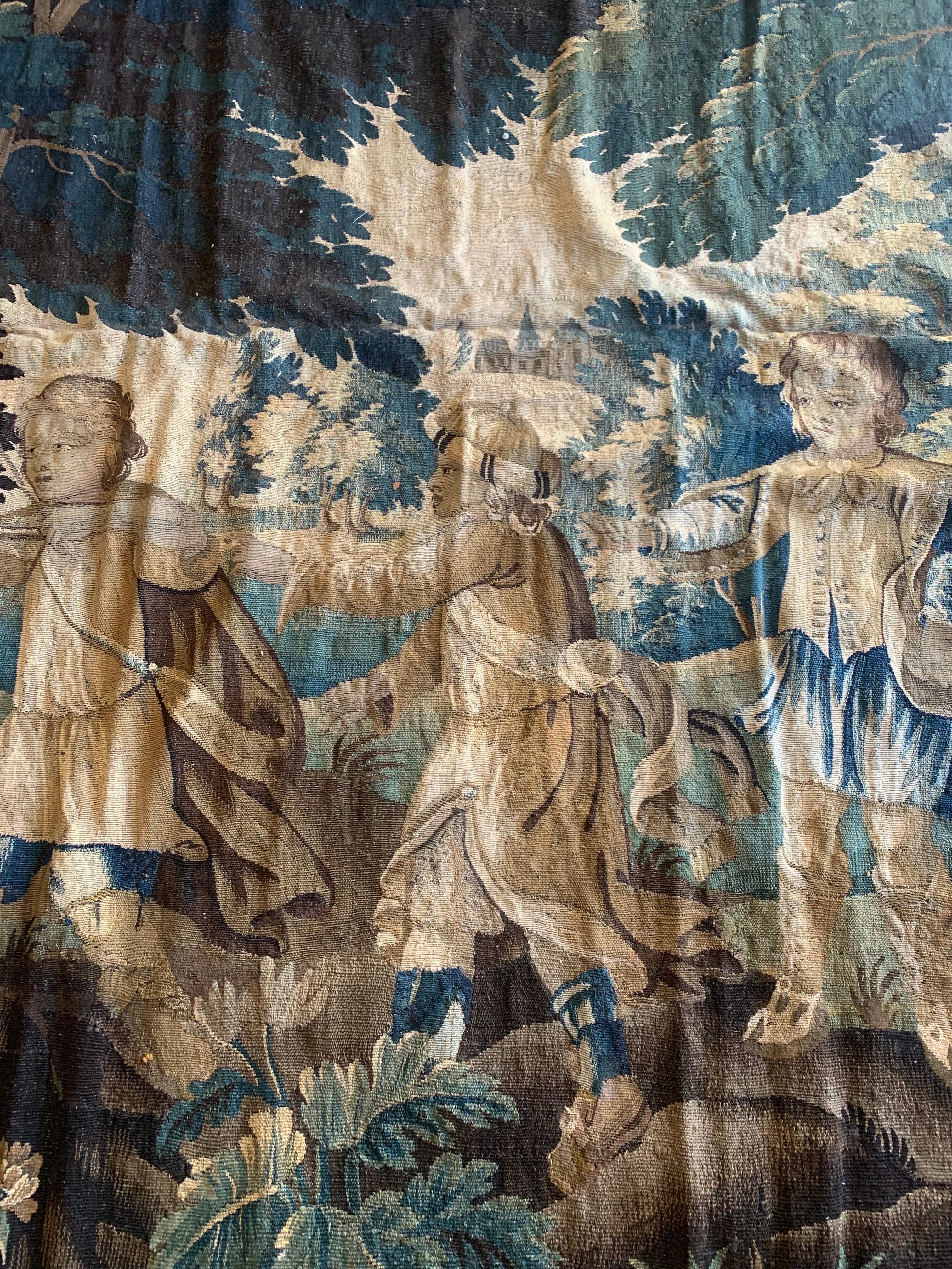 Antiker flämischer Verdure-Wandteppich mit Kindern aus dem 17. Jahrhundert im Angebot 4