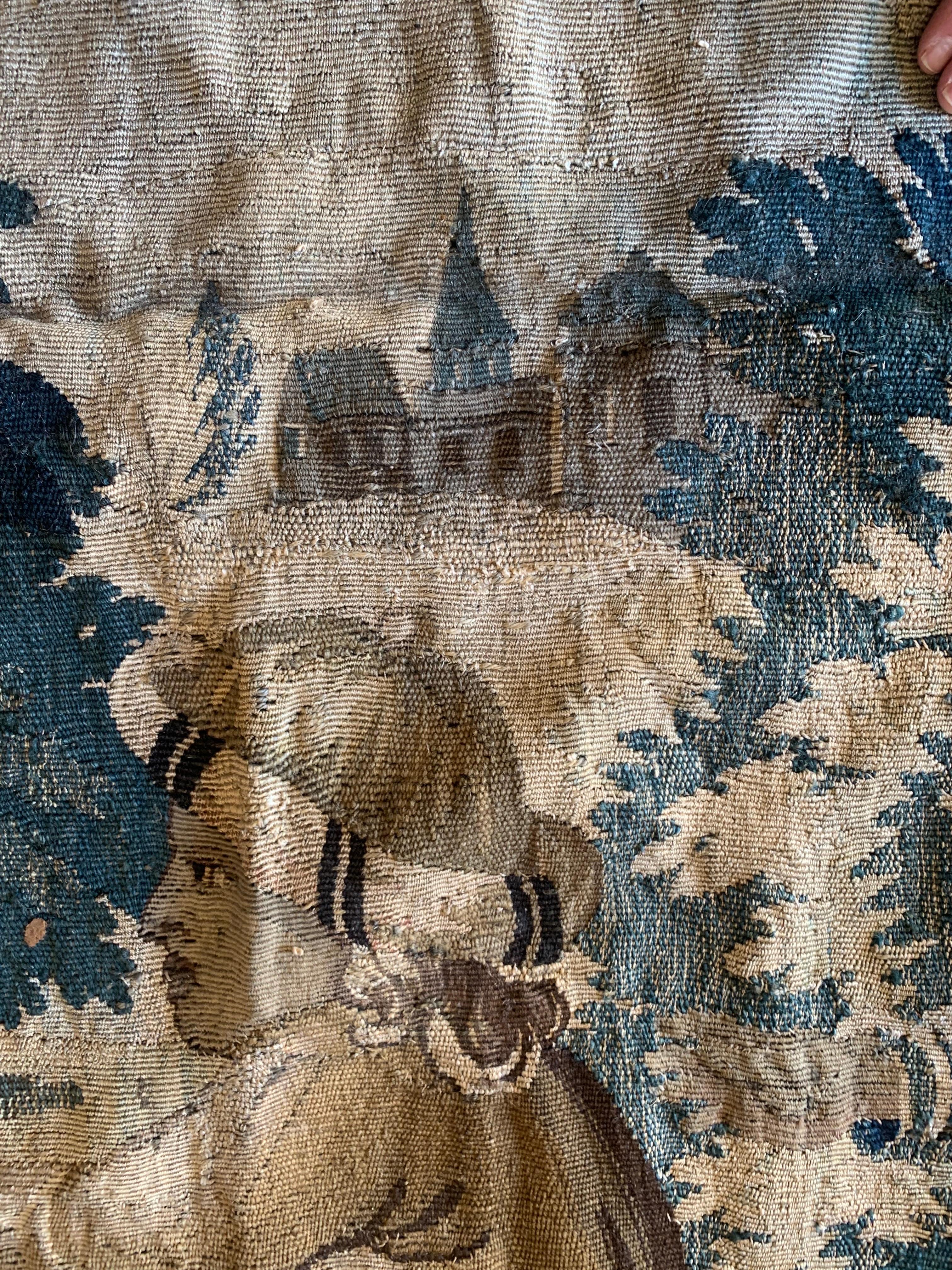 Antique 17th Century Flemish Verdure Tapestry with Children For Sale 9