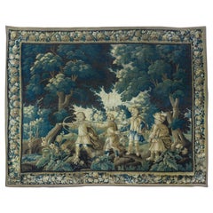 Antique 17th Century Flemish Verdure Tapestry with Children