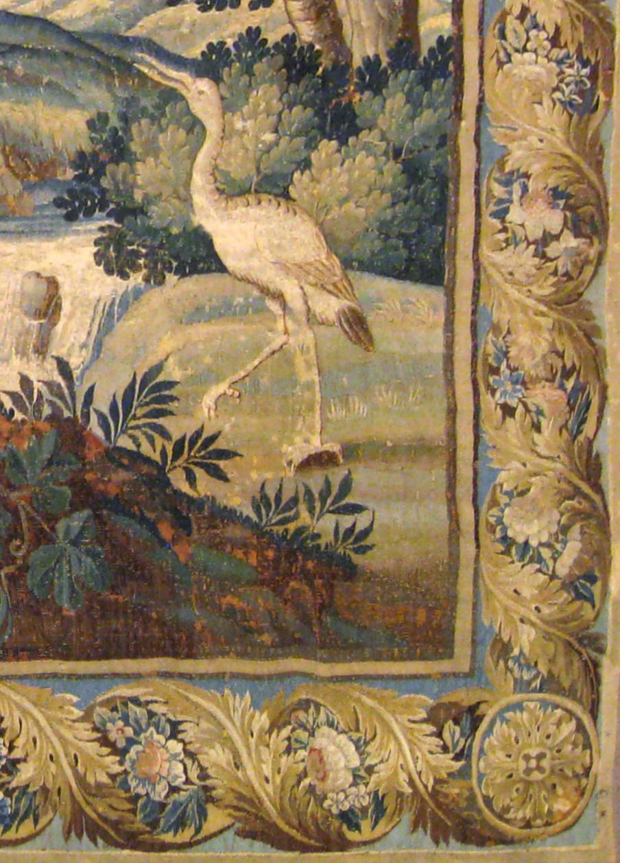 Hand-Woven Antique 17th Century Flemish Verdure Tapestry, with Exotic Birds in a Landscape