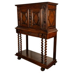 Antique 17th Century French Baroque Carved Walnut Credence Cabinet Cherubs 1650