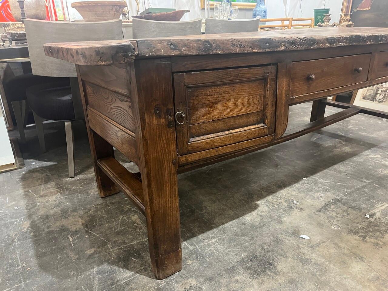 French Provincial Antique 17th Century French Oak Baker / Work Table