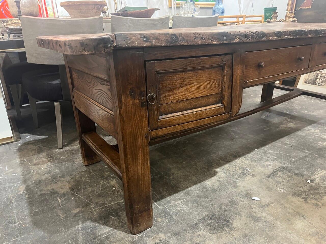 French Provincial Antique 17th Century French Oak Baker / Work Table For Sale