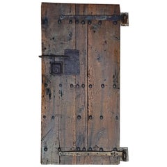 Antique 17th Century French Originally Waxed Distressed Walnut and Oak Wood Door