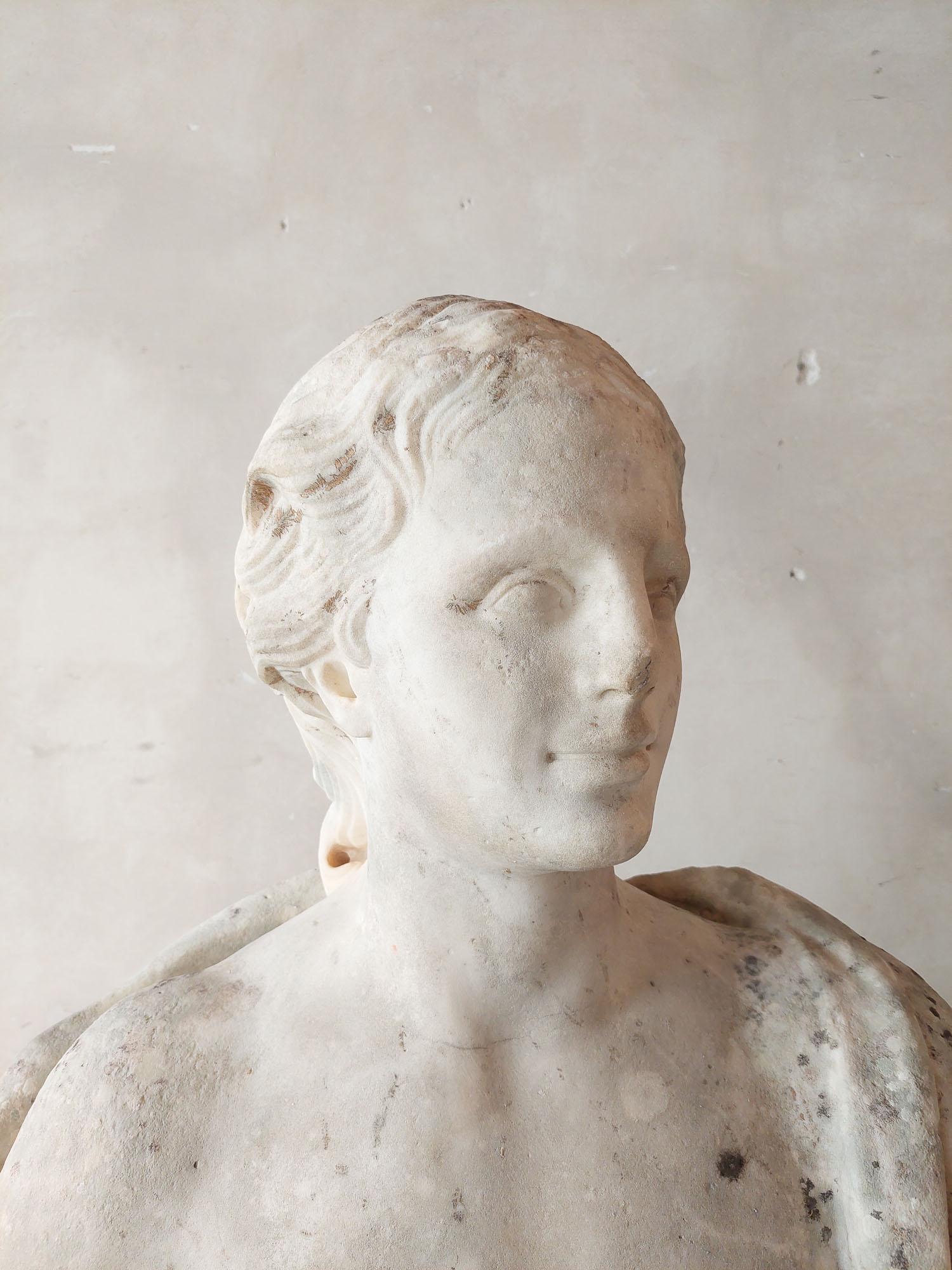 18th Century and Earlier Antique, 17th century hand-carved Carrara Marble Bust 