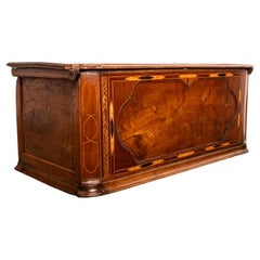 Antique 17th Century Italian Baroque Inlaid Walnut Chest Trunk Window Seat 1680