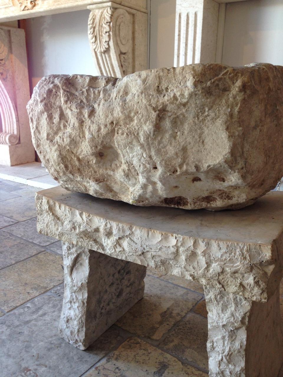 French Antique 17th century Limestone Trough - Trough, Planter or Limestone Sink For Sale