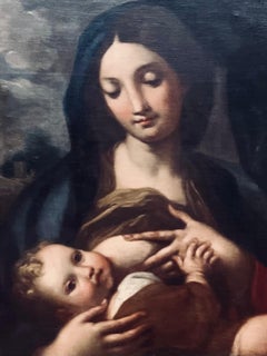 Antique 17th Century Madonna with Child, Rome Carlo Maratta Oil on Canvas