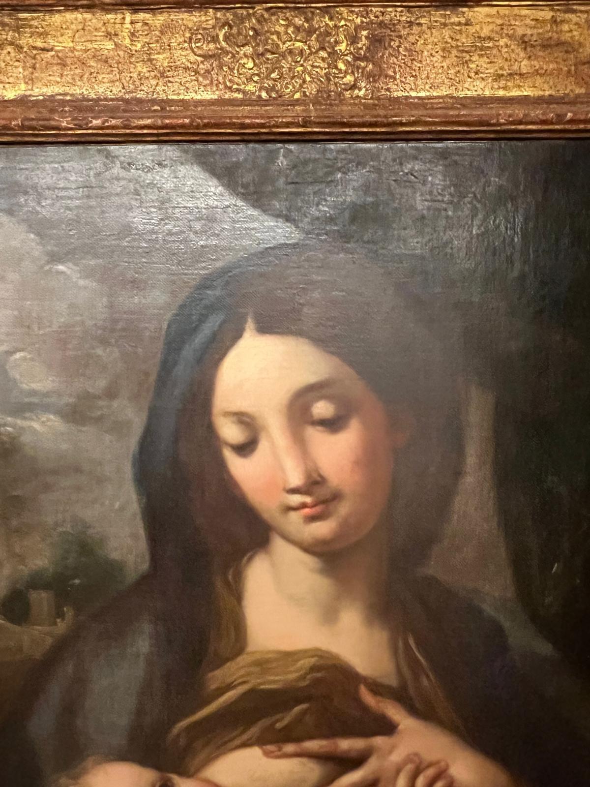 Antike Madonna mit Kind, Rom, Carlo Maratta, Öl auf Leinwand, 17. Jahrhundert (Handbemalt) im Angebot