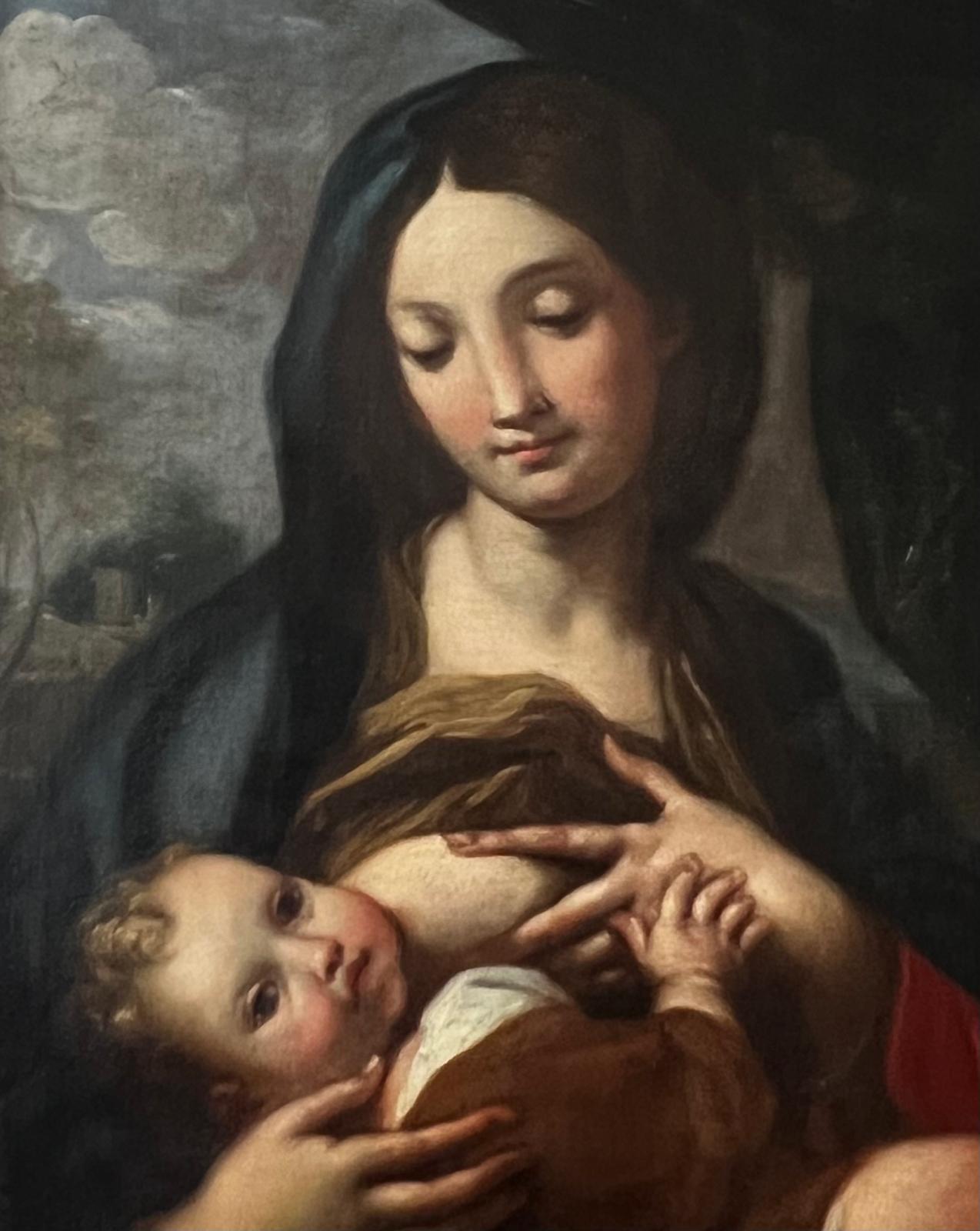 Antike Madonna mit Kind, Rom, Carlo Maratta, Öl auf Leinwand, 17. Jahrhundert im Angebot 1