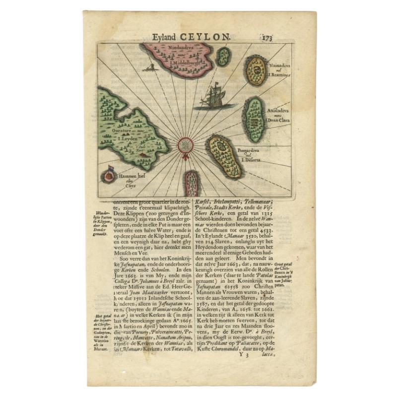 Antique 17th Century Map of the Islands Near Ceylon or Sri Lanka, 1672 For Sale