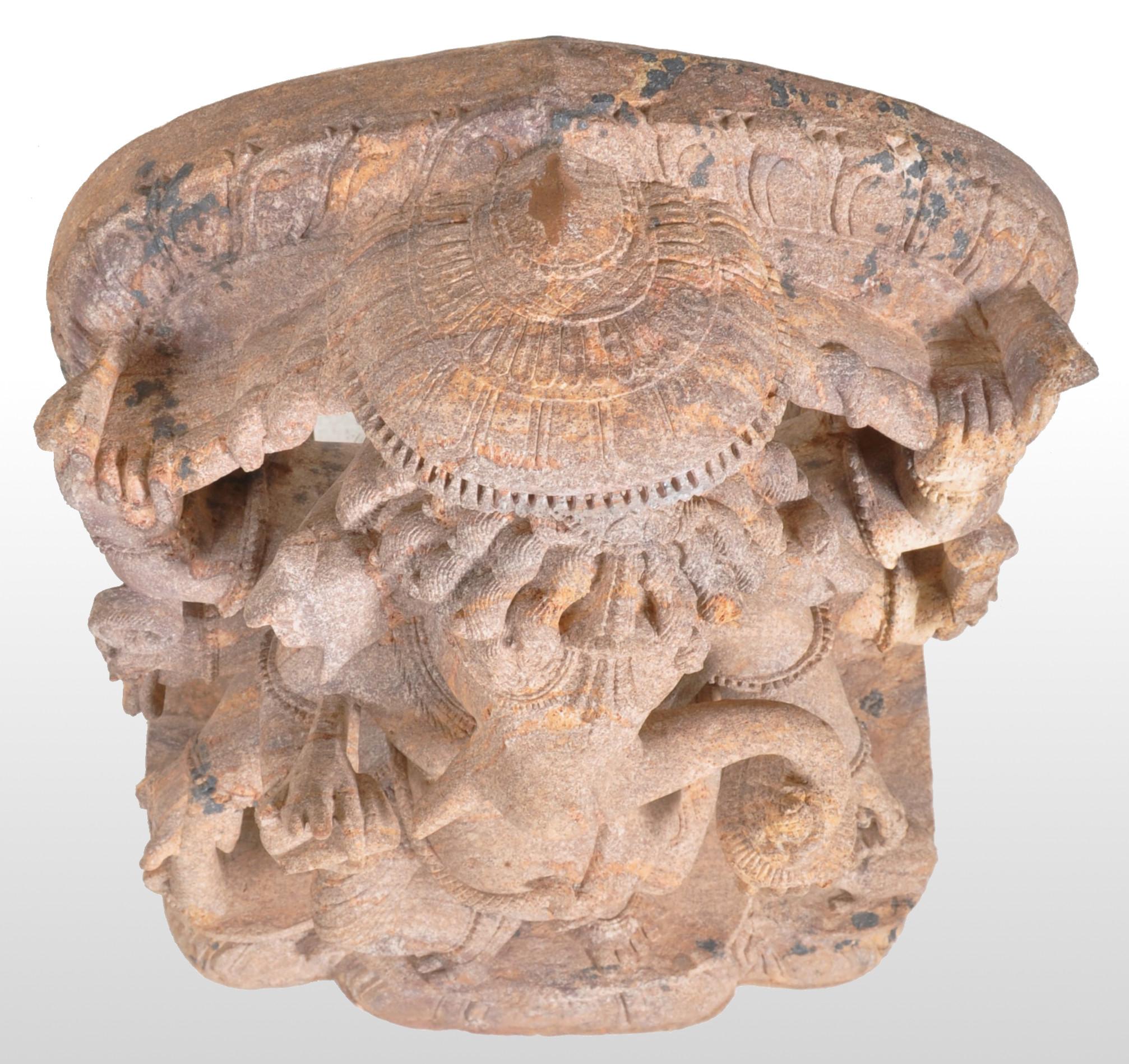 Antique 17th Century Hindu Carved Sandstone Ganesha Statue Stele India 1600 3