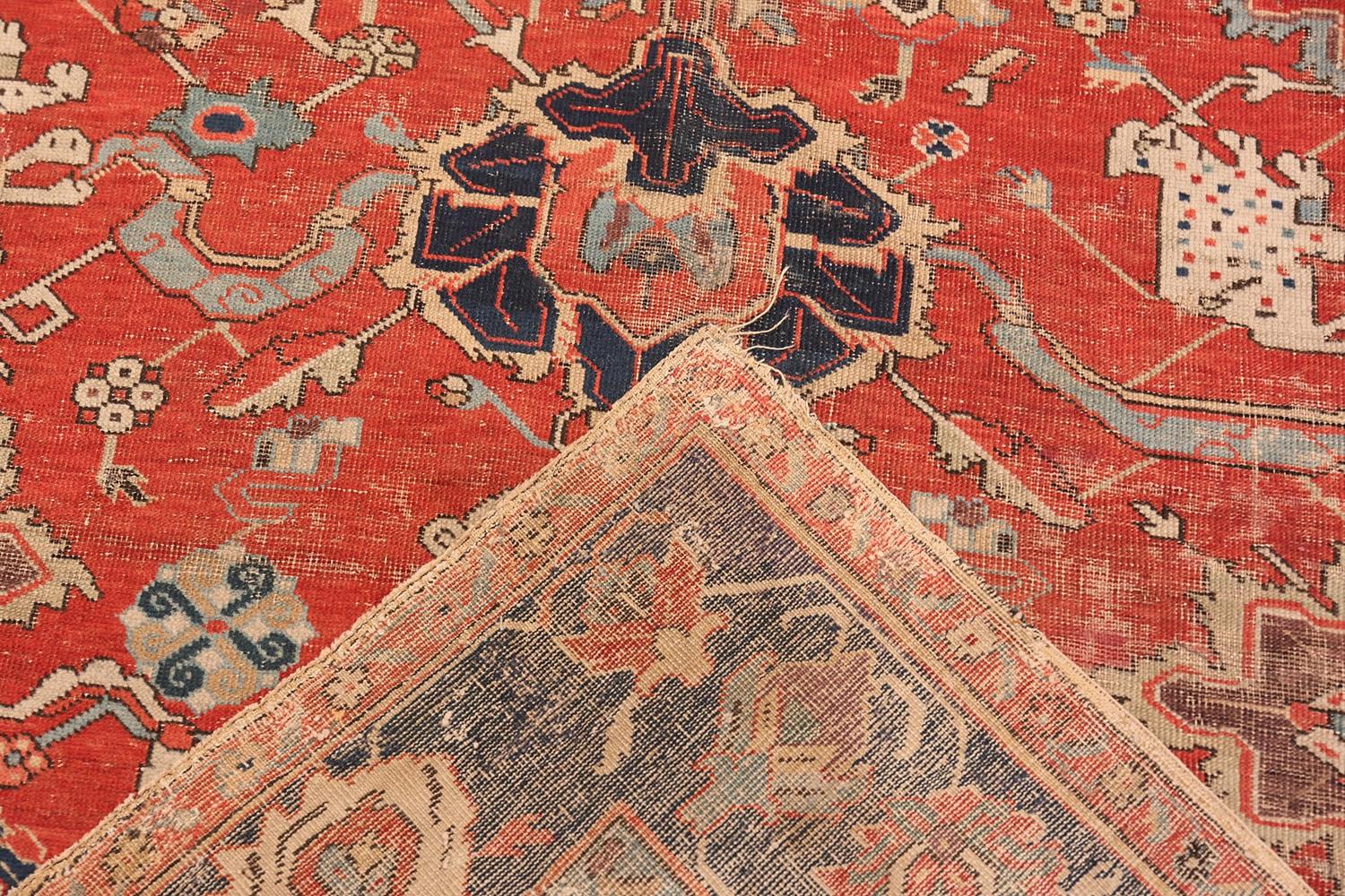 Beautiful red antique 17th century northwest Persian animal rug, country of origin: Persia, date: circa 17th century. Size: 6 ft 10 in x 14 ft (2.08 m x 4.27 m). 


