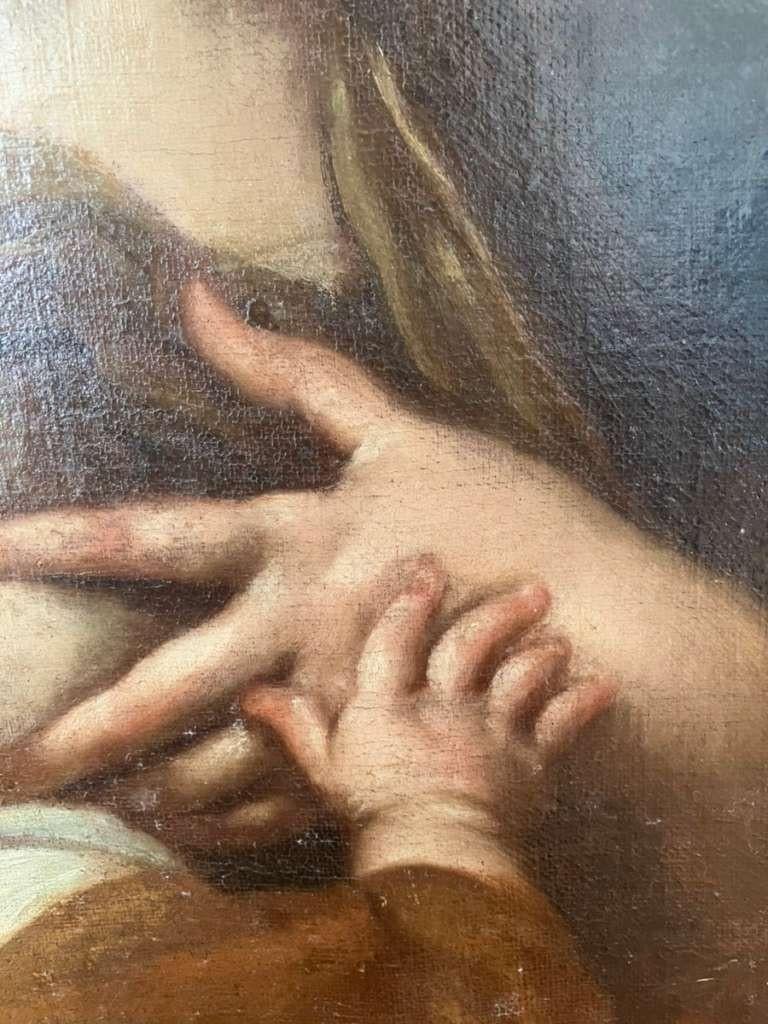Peint à la main Ancienne huile sur toile du 17e siècle représentant la Madonna et le Child Carlo Maratta 'School'. en vente