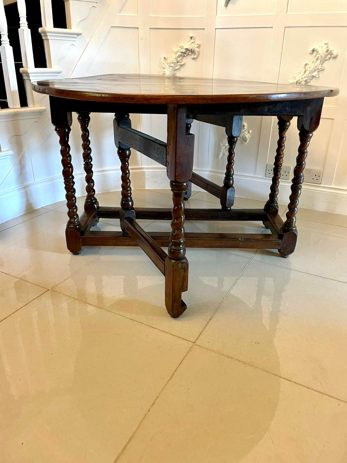 18th Century and Earlier Antique 17th Century Oak Gateleg Table  For Sale