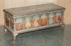ANTIQUE 17TH CENTURY ORiGINAL PAINT FLORENTINE ITALIAN LINEN CHEST OR TRUNK