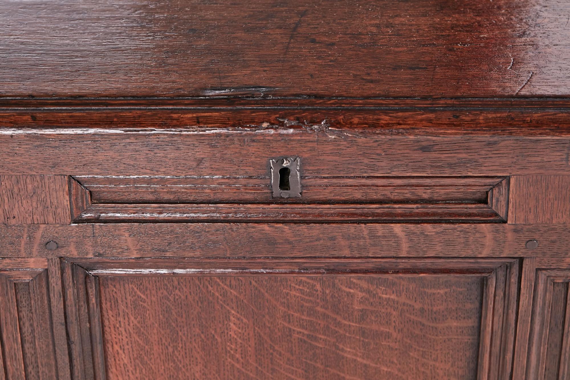 English Antique 17th Century Paneled Oak Coffer