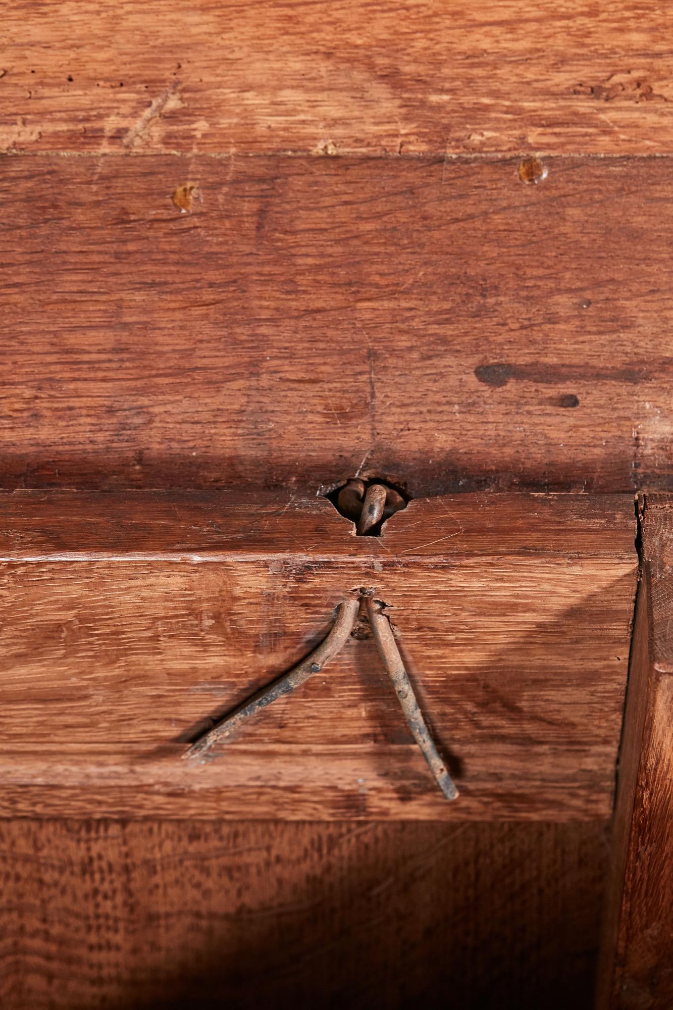 Antique 17th Century Paneled Oak Coffer 1