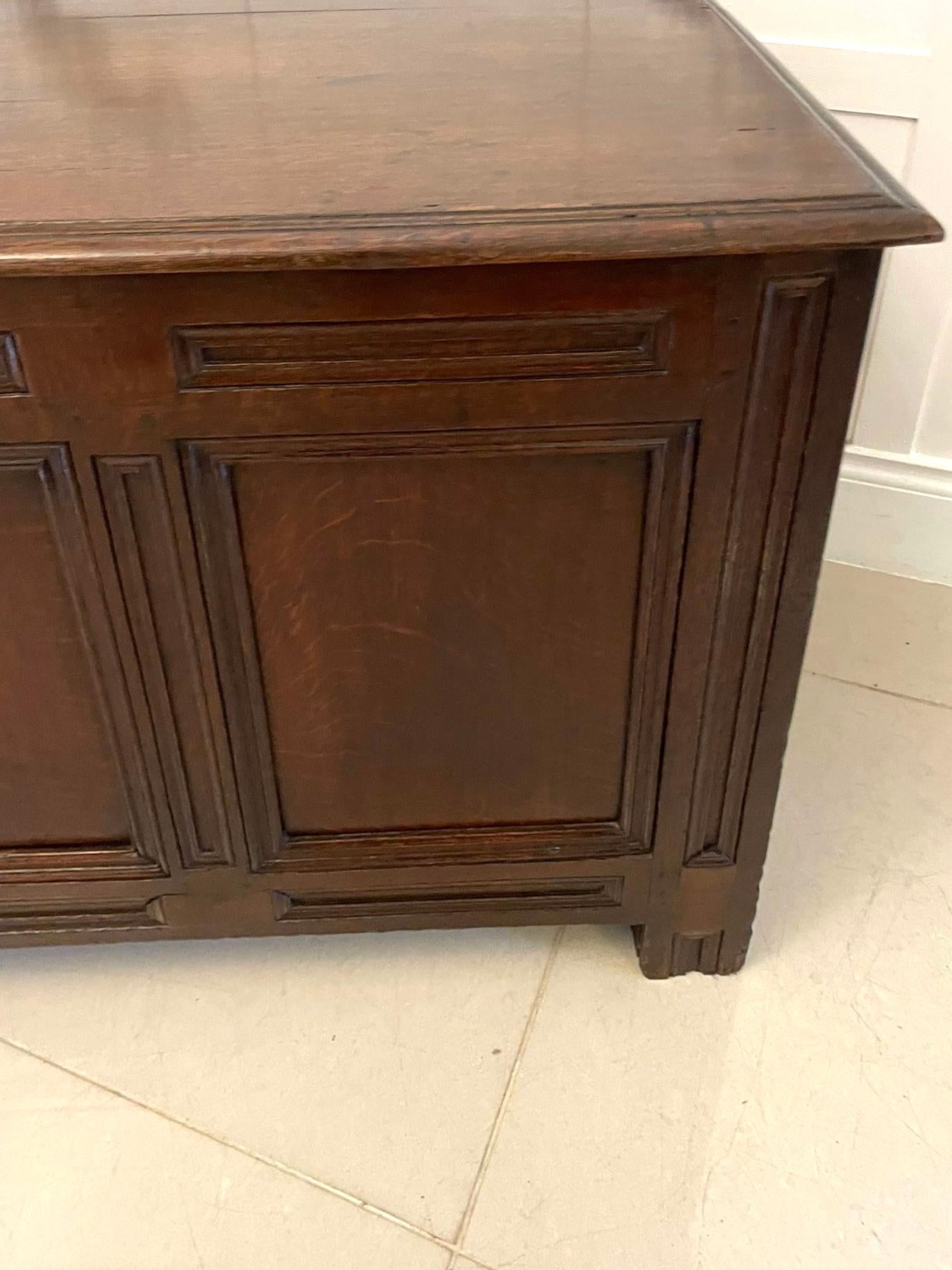 Antique 17th Century Panelled Oak Coffer/Chest For Sale 5