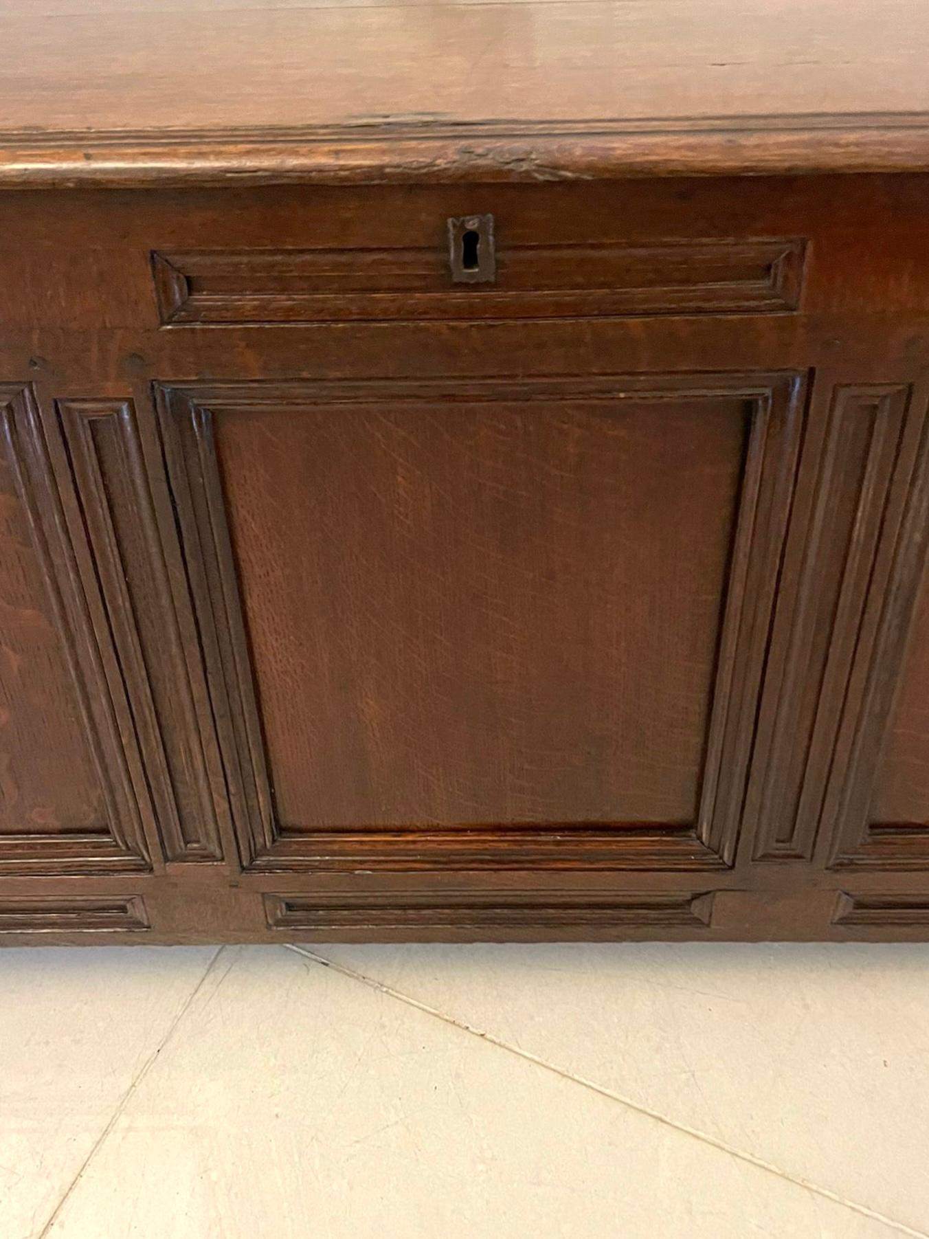 Antique 17th Century Panelled Oak Coffer/Chest For Sale 4