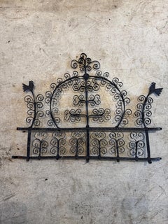 Antique 17th-Century Spanish Hand-Forged Wrought Iron Wall Rack with Bird Motif