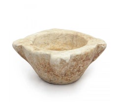 Antique 17th Century Spanish Marble Mortar, Primitive Wabi Sabi Decor