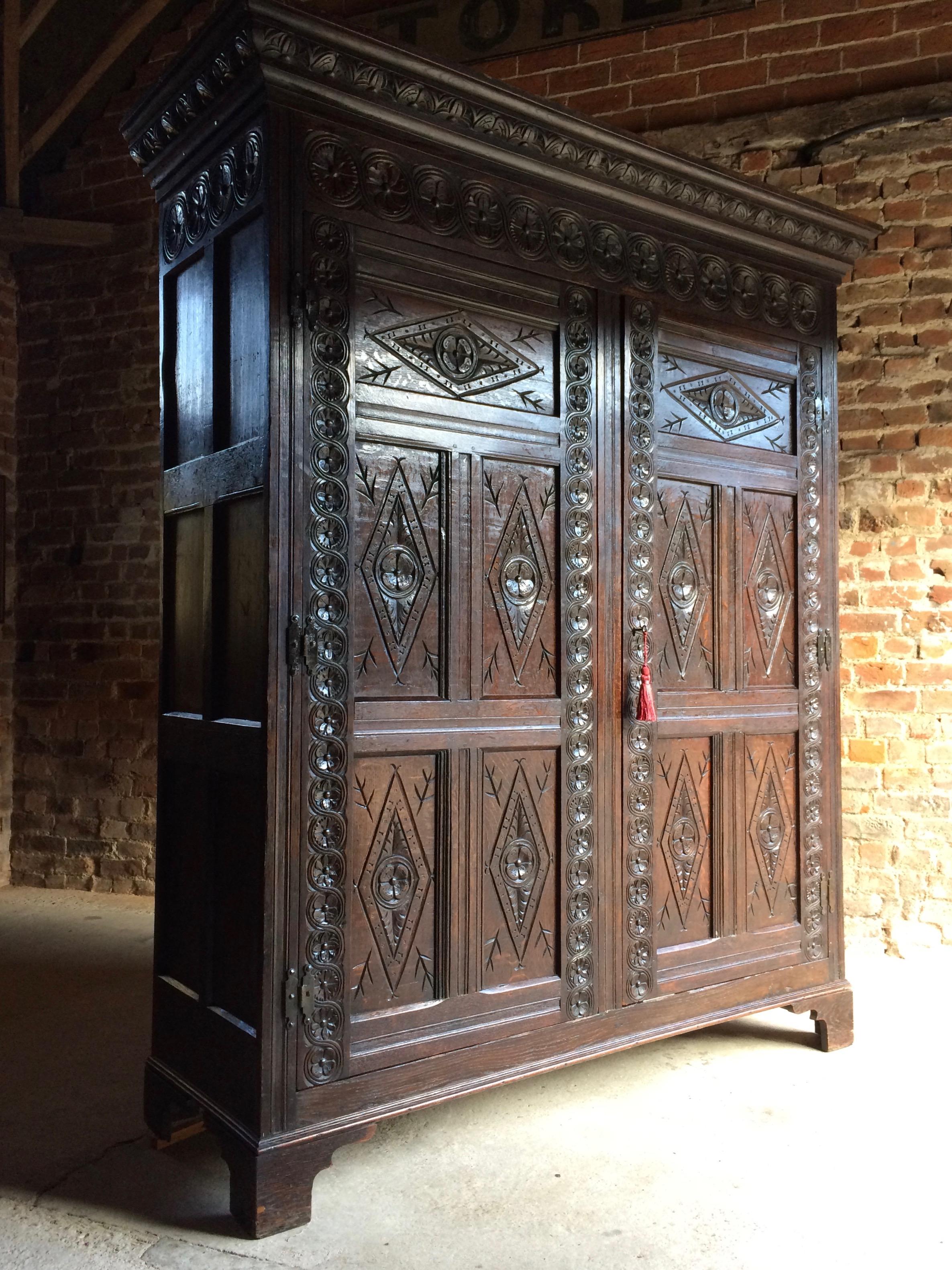 English Antique 17th Century Style Oak Livery Hall Cupboard, circa 1790