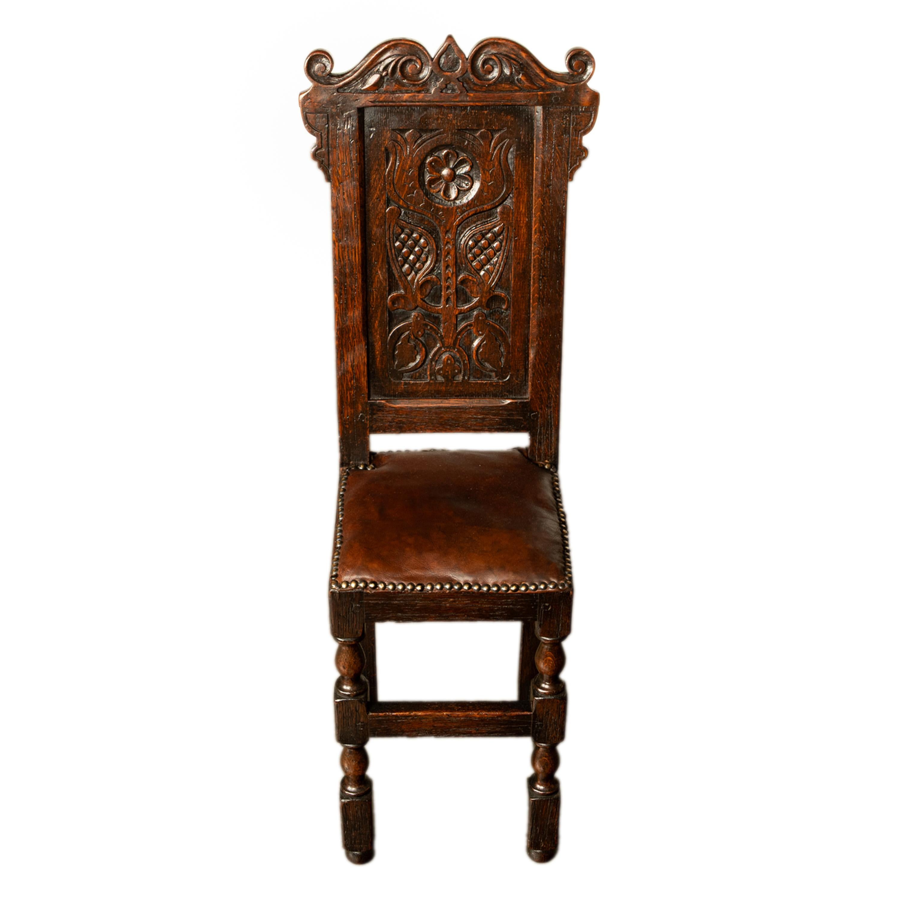Antique 17th Century William & Mary Carved Oak Child's Wainscot Chair Yorks 1690 3