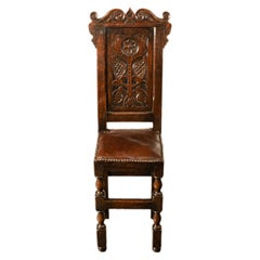 Antique 17th Century William & Mary Carved Oak Child's Wainscot Chair Yorks 1690
