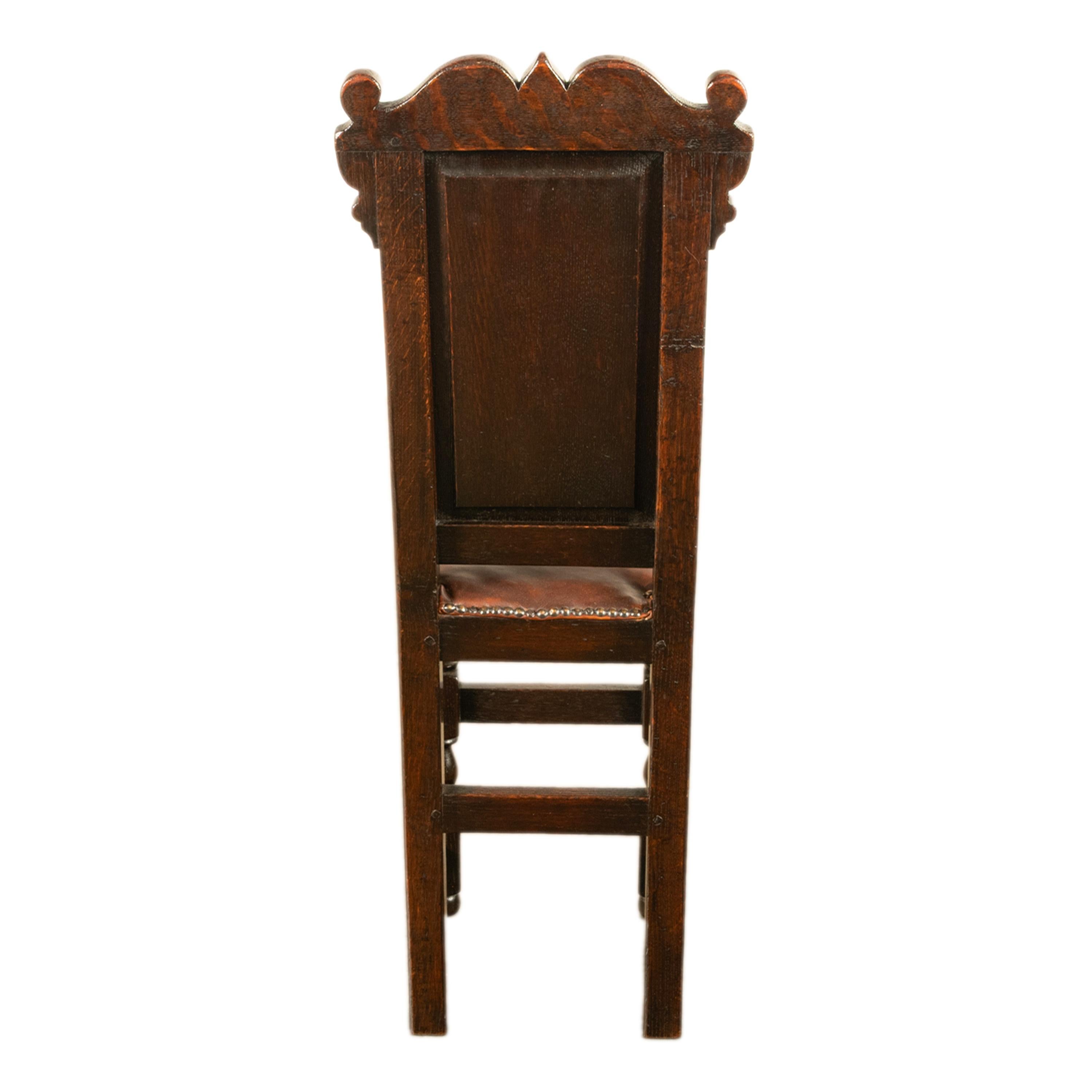 Late 17th Century Antique 17th Century William & Mary Carved Oak Child's Wainscot Chair Yorks 1690