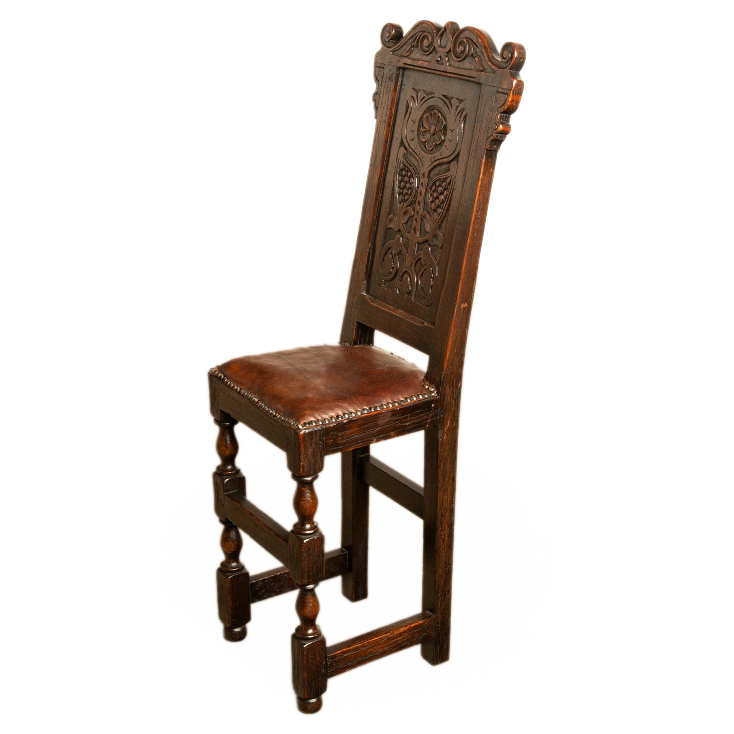 Antique 17th Century William & Mary Carved Oak Child's Wainscot Chair Yorks 1690 2
