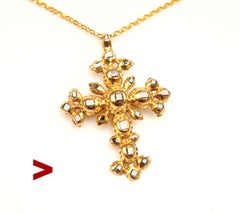 Antique 17th ct. Cross Crucifix Diamonds 19K Yellow Gold / 9 gr