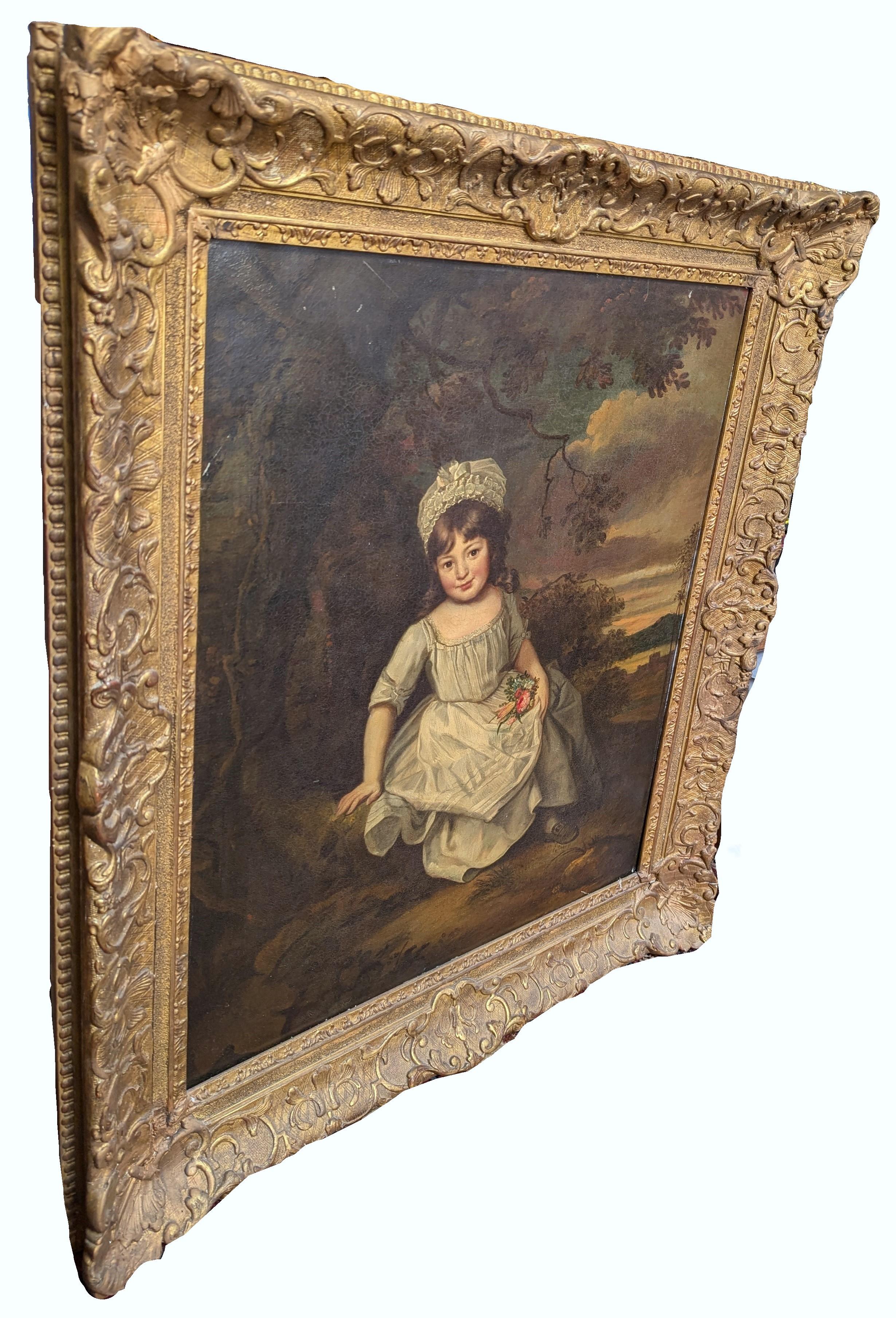 Baroque Antique 17th or 18th Century Oil Painting of Girl by Nicolaes Maes or School For Sale