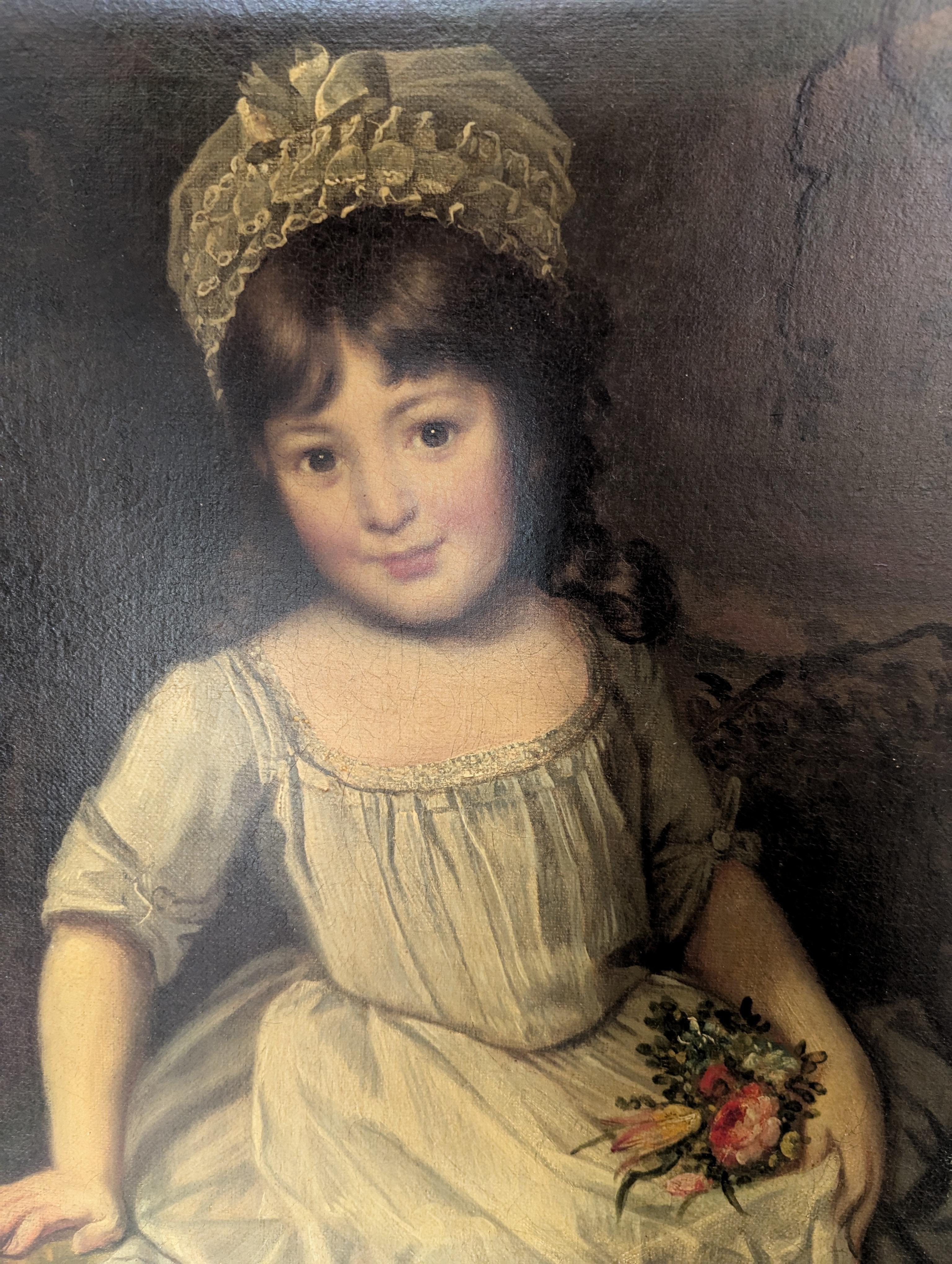 European Antique 17th or 18th Century Oil Painting of Girl by Nicolaes Maes or School For Sale