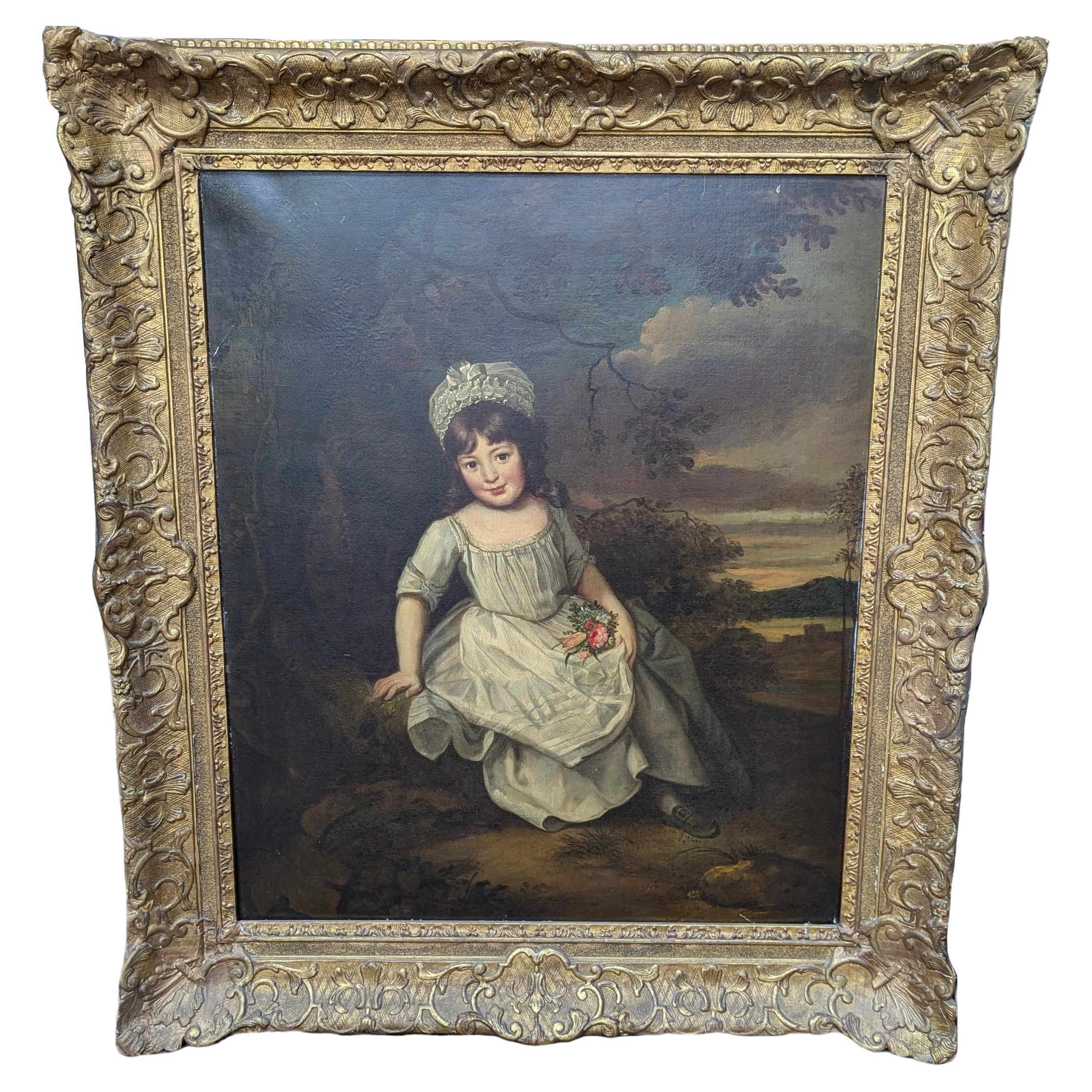 Antique 17th or 18th Century Oil Painting of Girl by Nicolaes Maes or School For Sale
