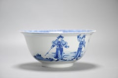 Antique 18/19th c Kangxi Marked Qing period Chinese porcelain Bowl Figures China