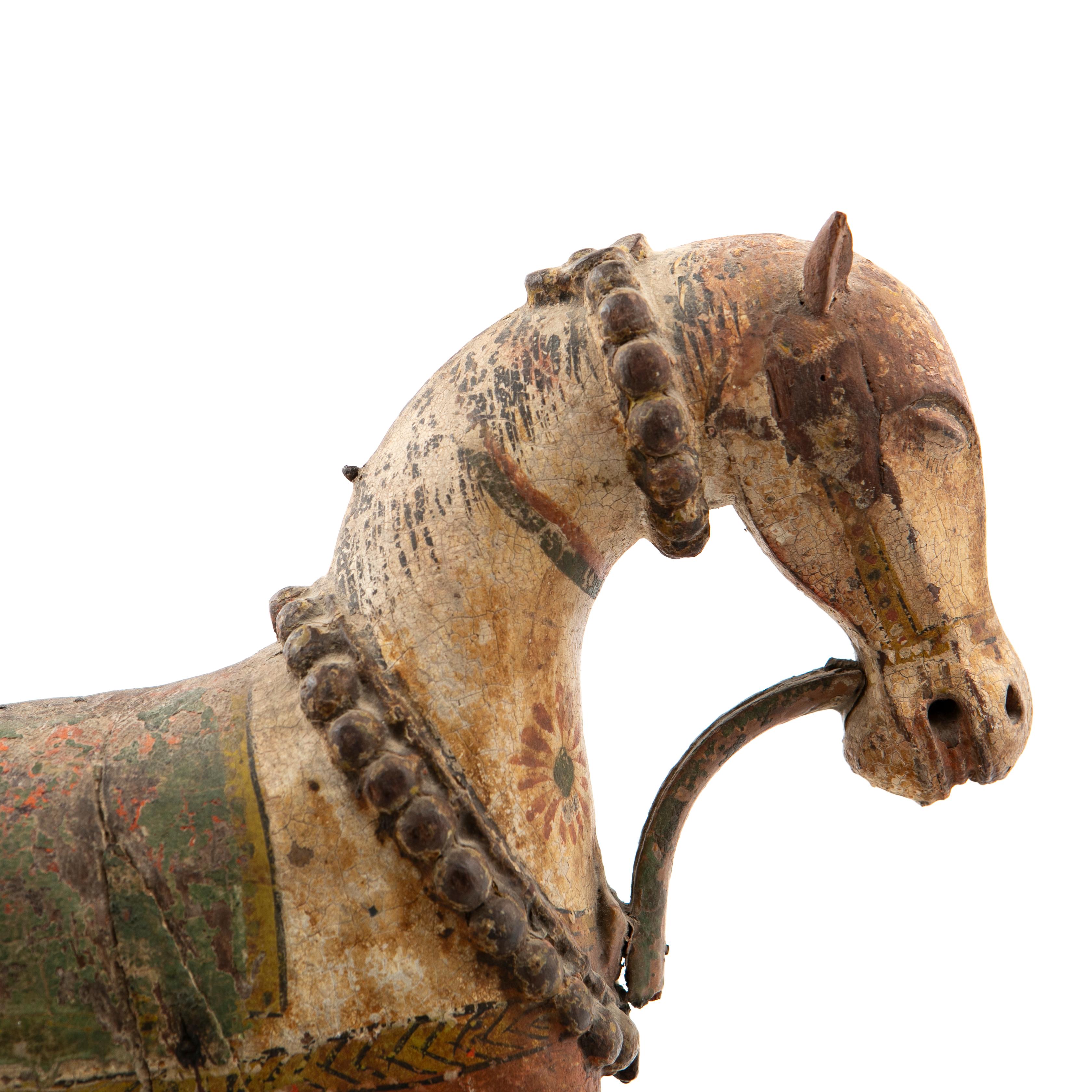 Indian Antique 18-19th Century Wooden Horse For Sale