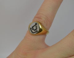 Antique 18 Carat Gold and Bloodstone Intaglio Seal Signet Crest Ring