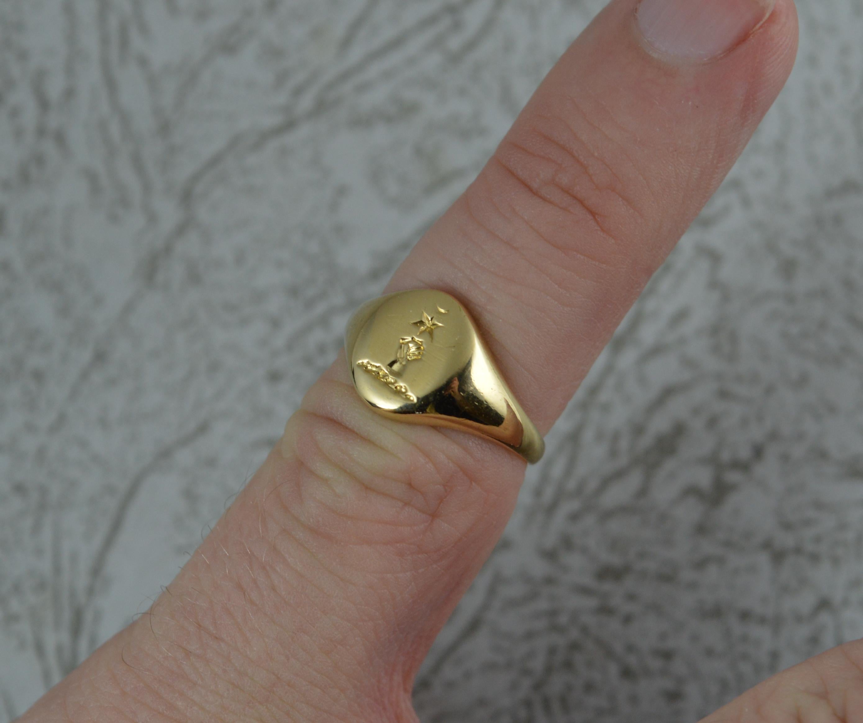 Contemporary Antique 18 Carat Gold and Clenched Fist and Star Intaglio Seal Signet Ring