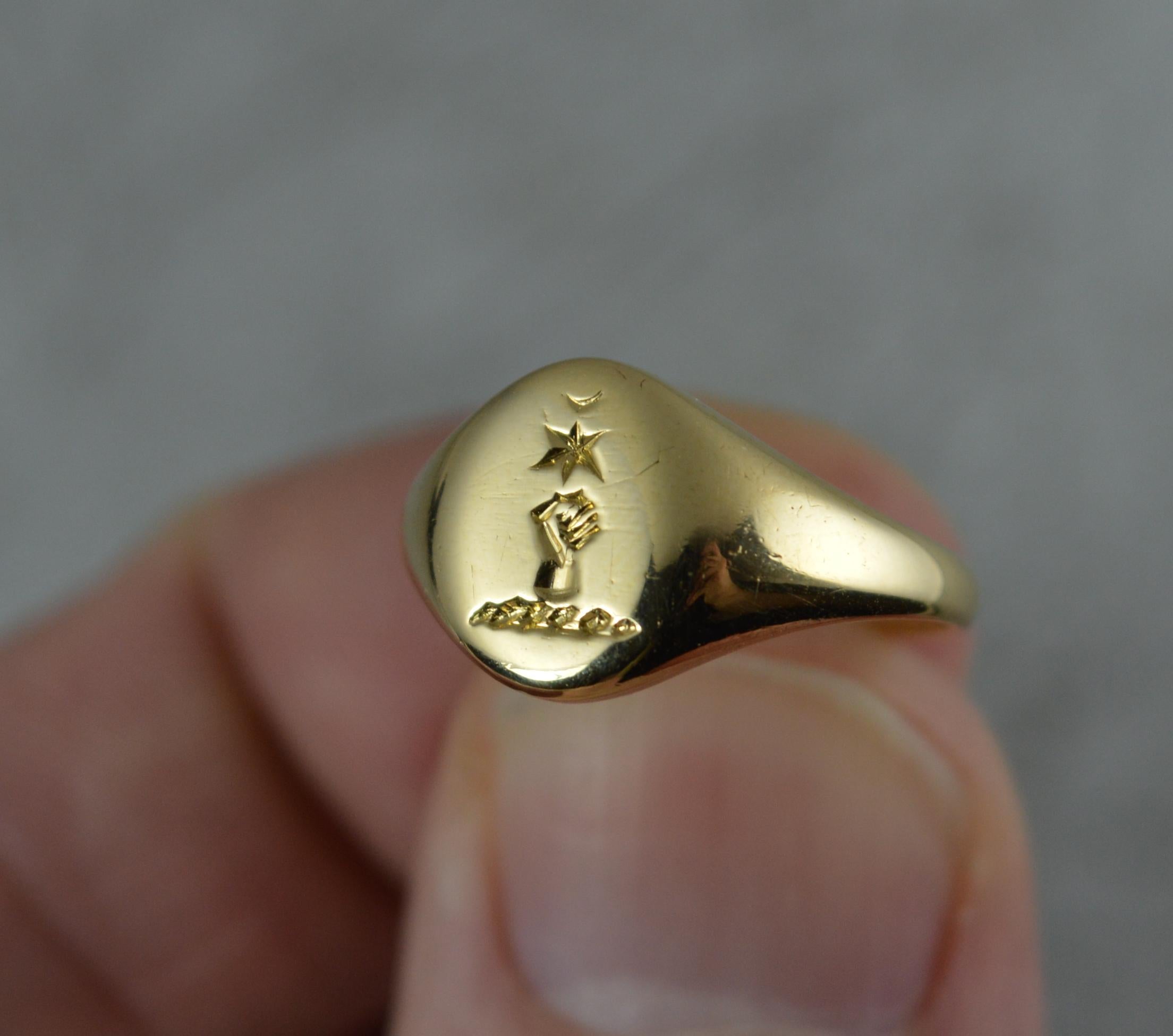Women's Antique 18 Carat Gold and Clenched Fist and Star Intaglio Seal Signet Ring