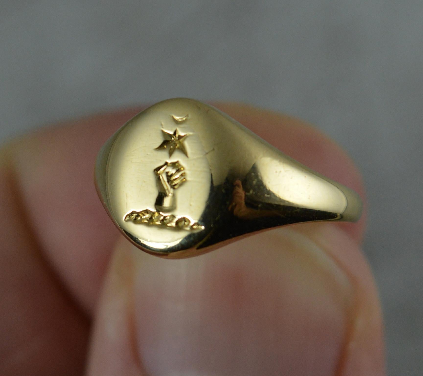 Antique 18 Carat Gold and Clenched Fist and Star Intaglio Seal Signet Ring 1