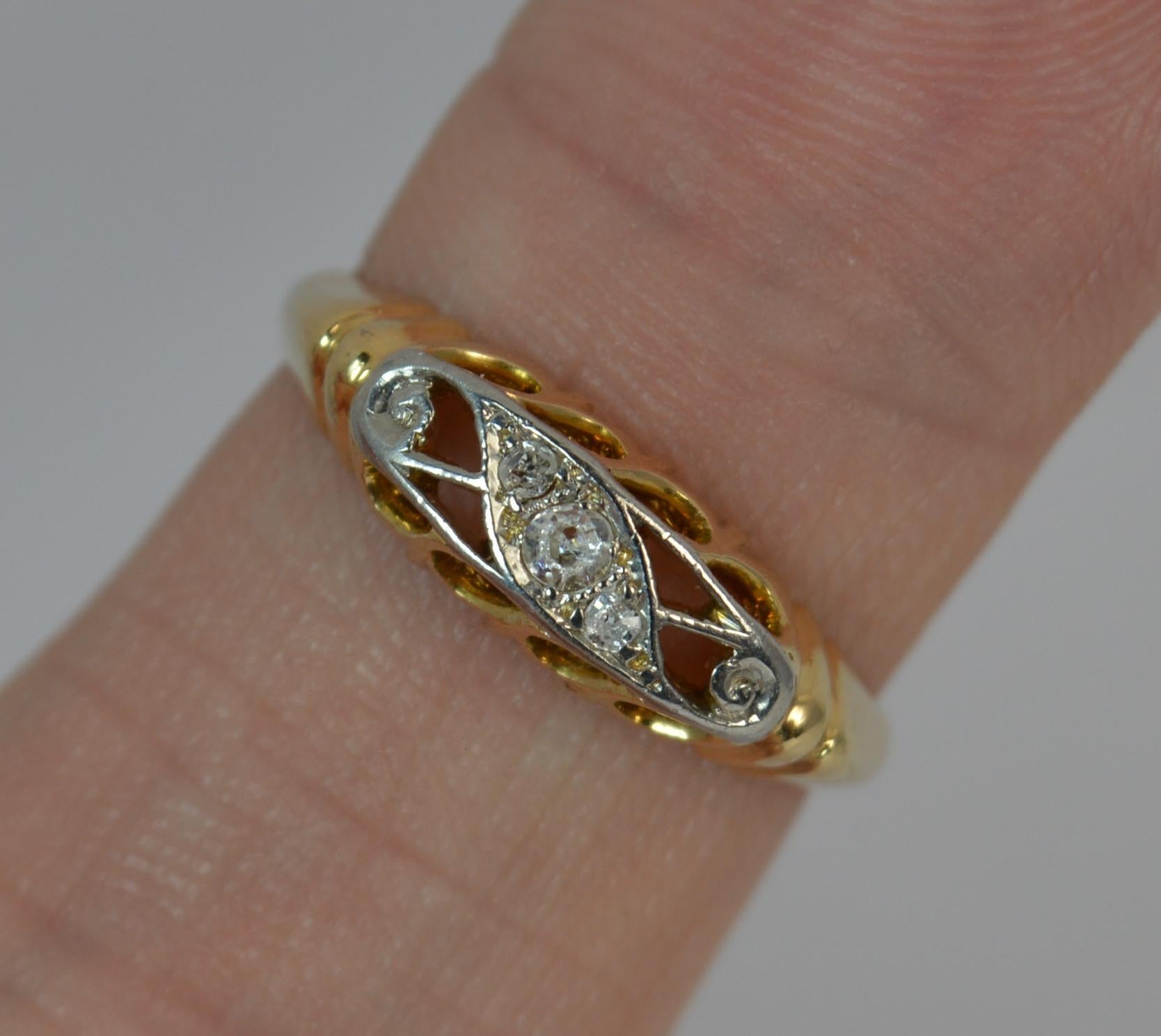 Women's Antique 18 Carat Gold and Palladium Diamond Boat Stack Ring
