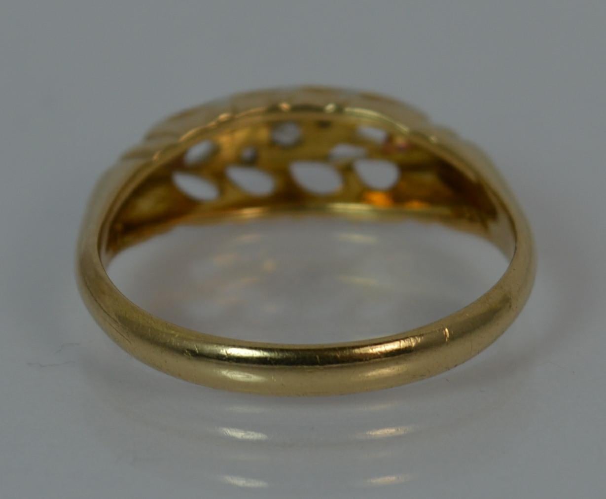 Antique 18 Carat Gold and Palladium Diamond Boat Stack Ring 4