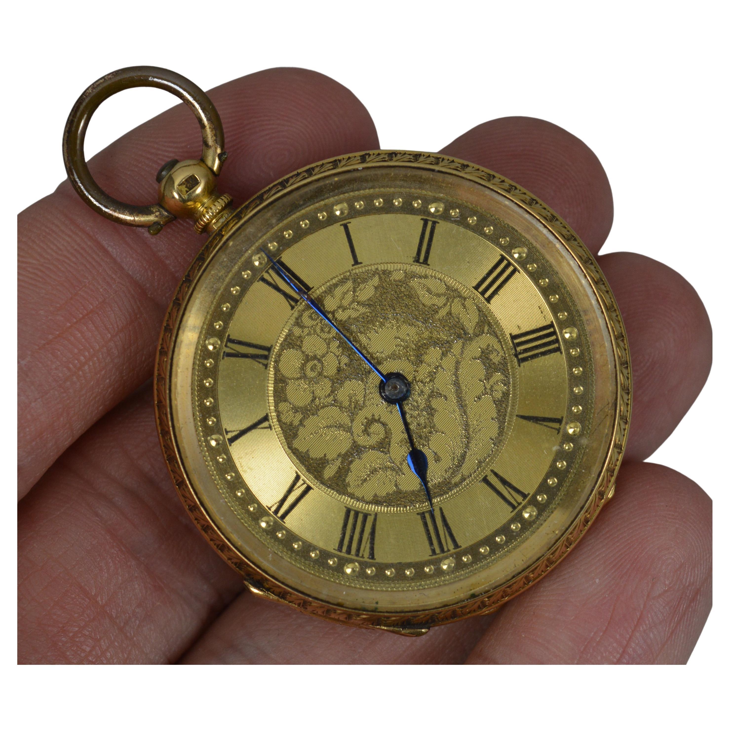 Antique 18 Carat Gold Ladies Pocket Fob Watch, Working