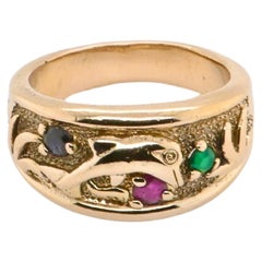 Anello antico in oro 18 carati con pietre preziose