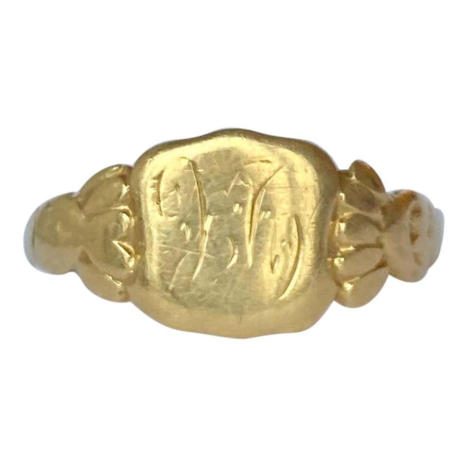Antique 9 Carat Gold Engraved Fancy Signet Ring at 1stDibs | vintage ...