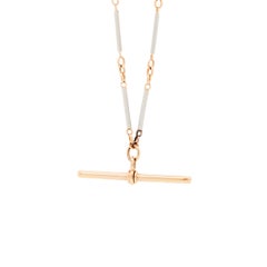 Chaîne ancienne à maillons bicolores en rose 18 carats et platine avec barre en T